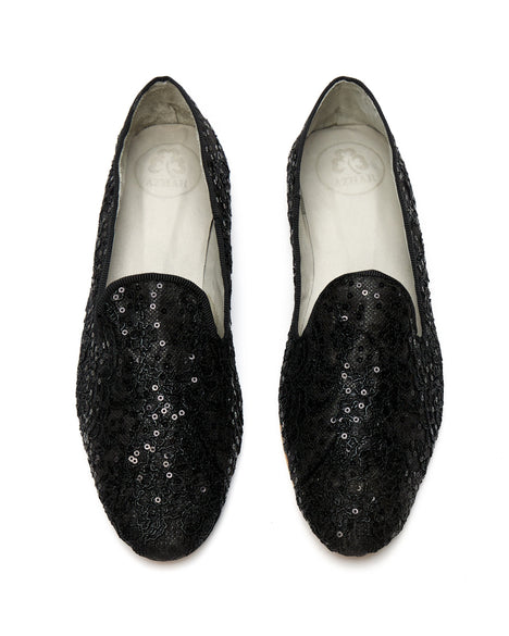 Slippers de Seda y Organza Bordada
