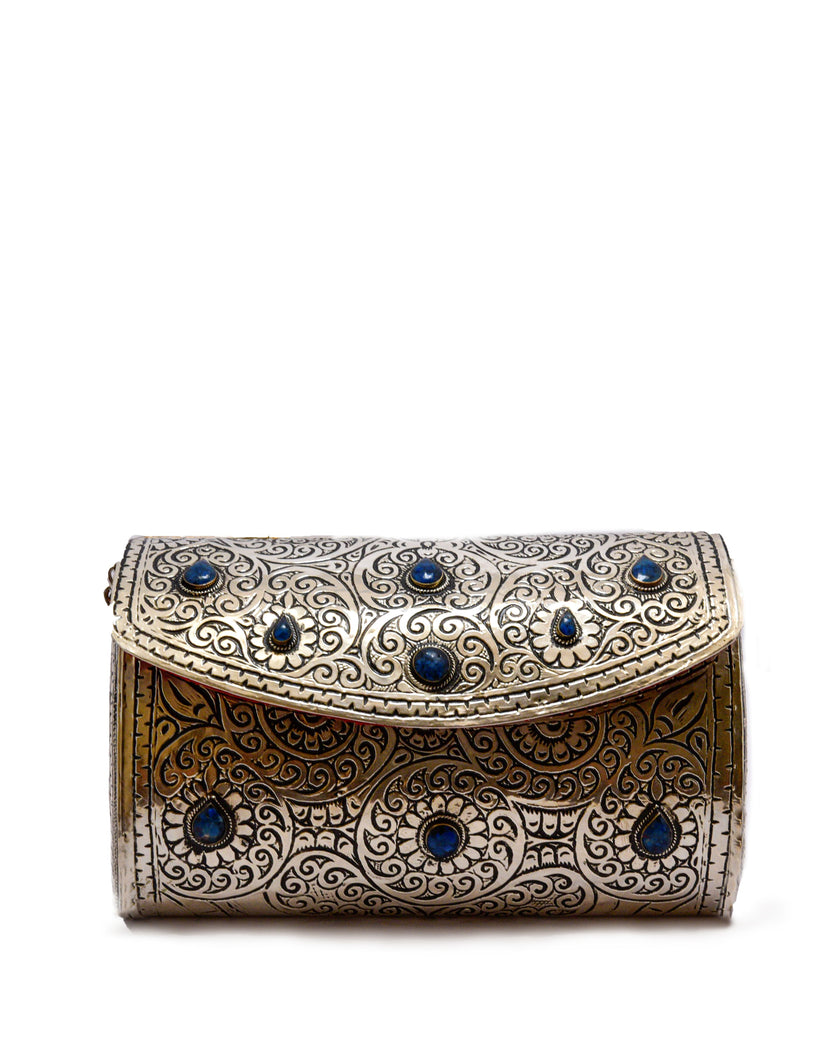 Minaudière Majorelle Azul — Latón cincelado