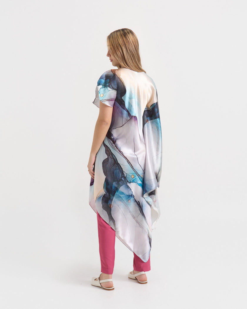 Túnica de Seda Estampada- Jazmín de Shanghái