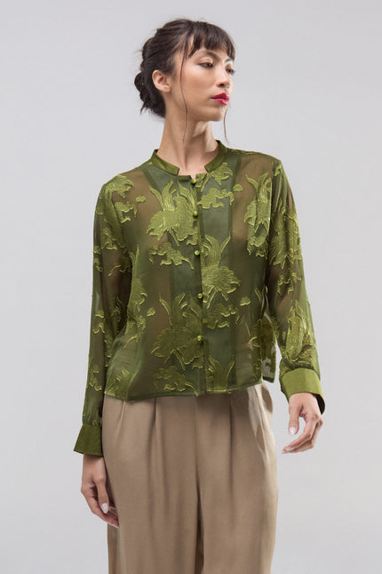 Camisa Seda Verde Oliva Imperial