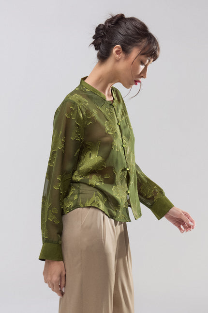 Camisa Seda Verde Oliva Imperial