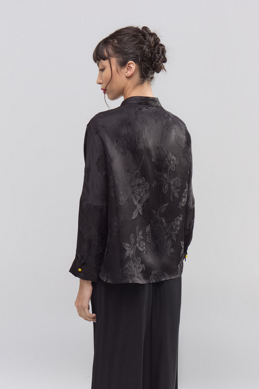Blusa Noir de Seda Jacquard
