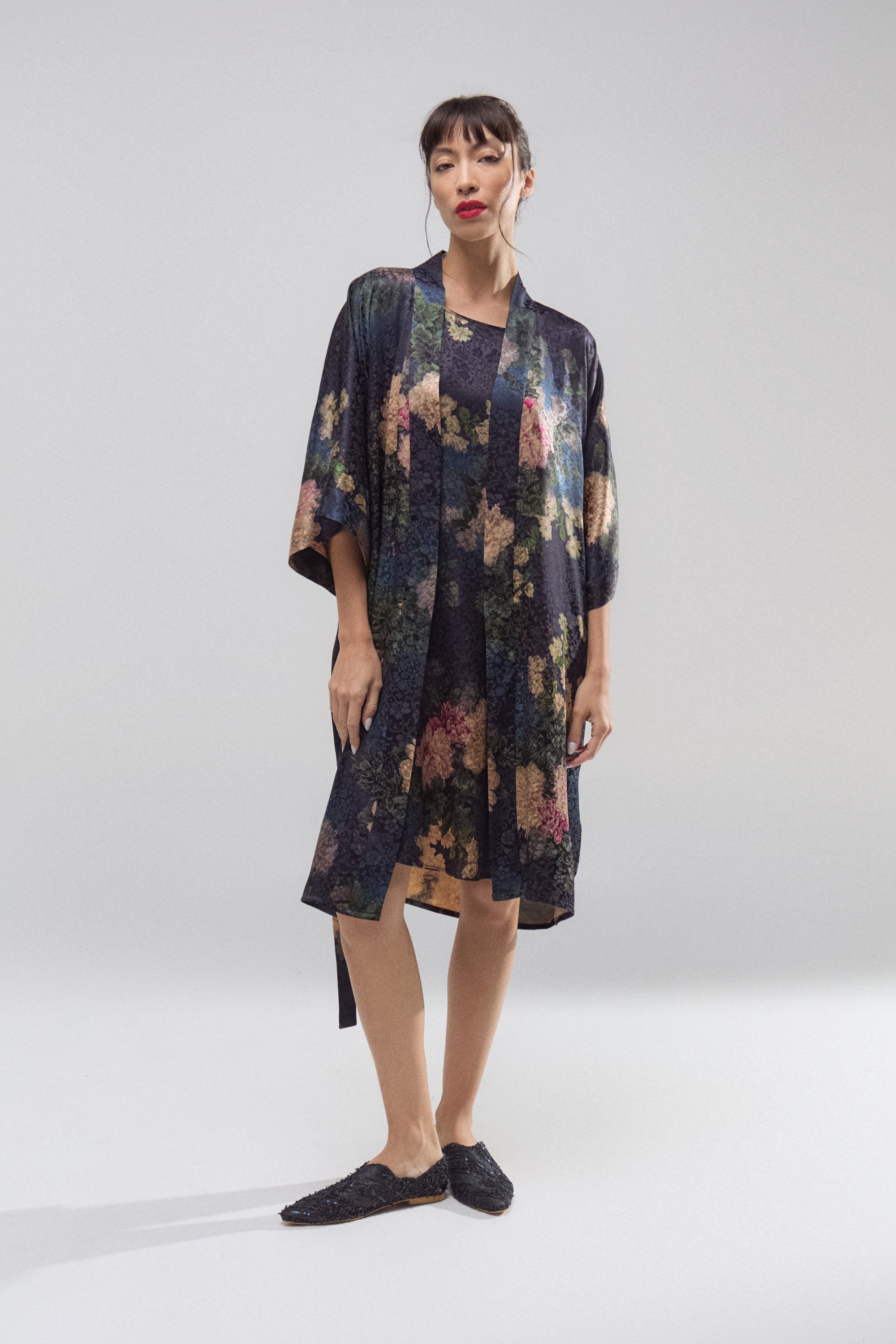 Kimono Nocturne de Seda Natural Estampada