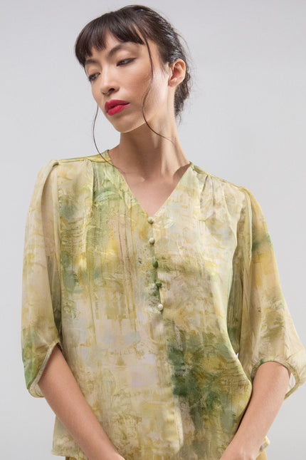 Blusa Aura de Seda Natural Estampada