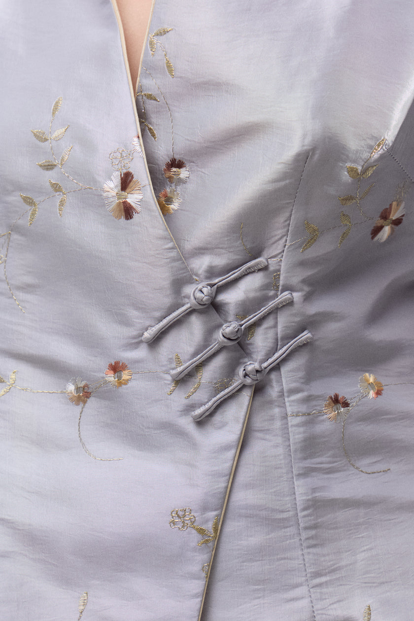Chaqueta Shantung Flor de Plata