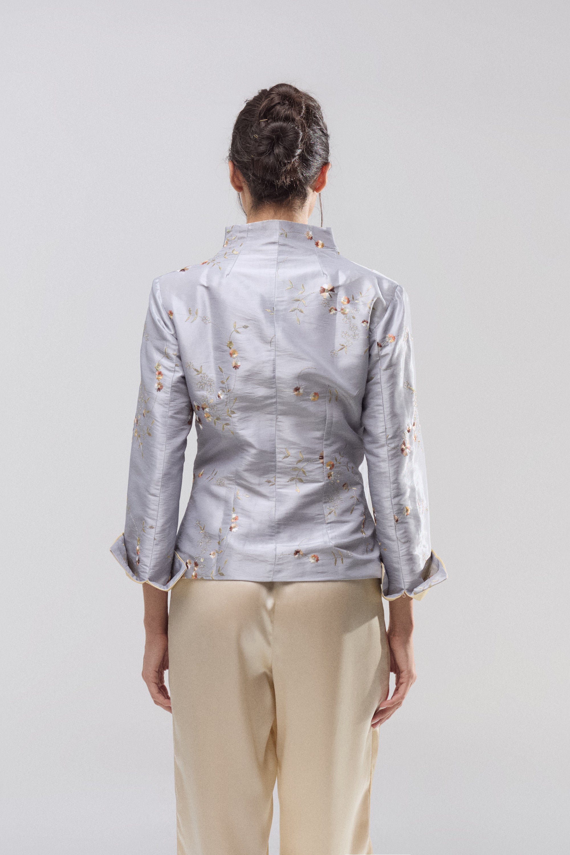 Chaqueta Shantung Flor de Plata