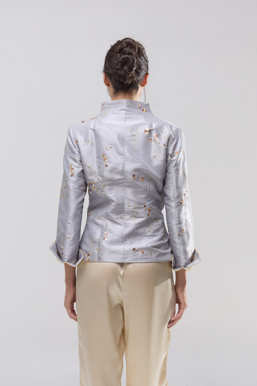 Chaqueta Shantung Flor de Plata