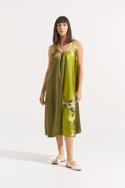 Vestido de Seda “Jardín Oliva”