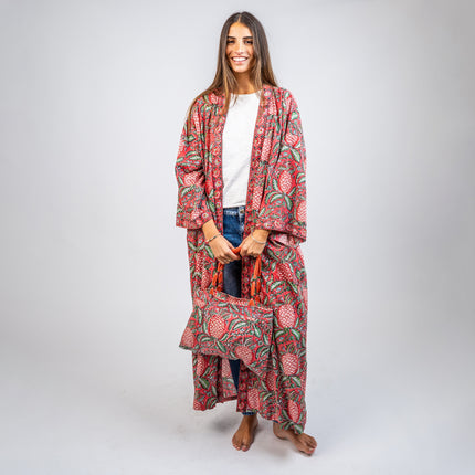 KIMONO LARGO DE ALGODON ESTAMPADO