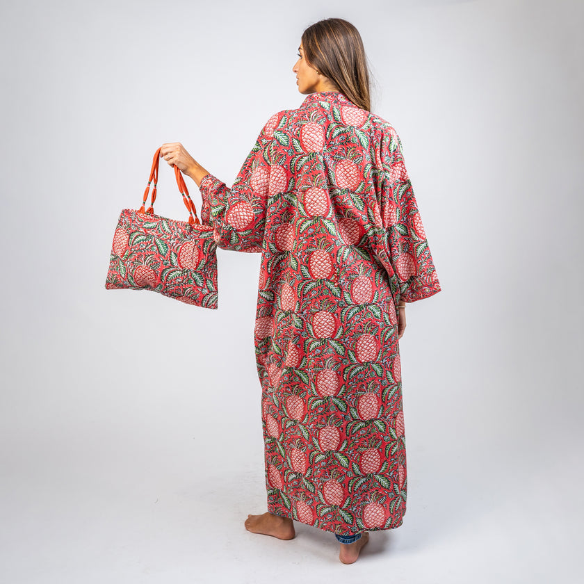 KIMONO LARGO DE ALGODON ESTAMPADO