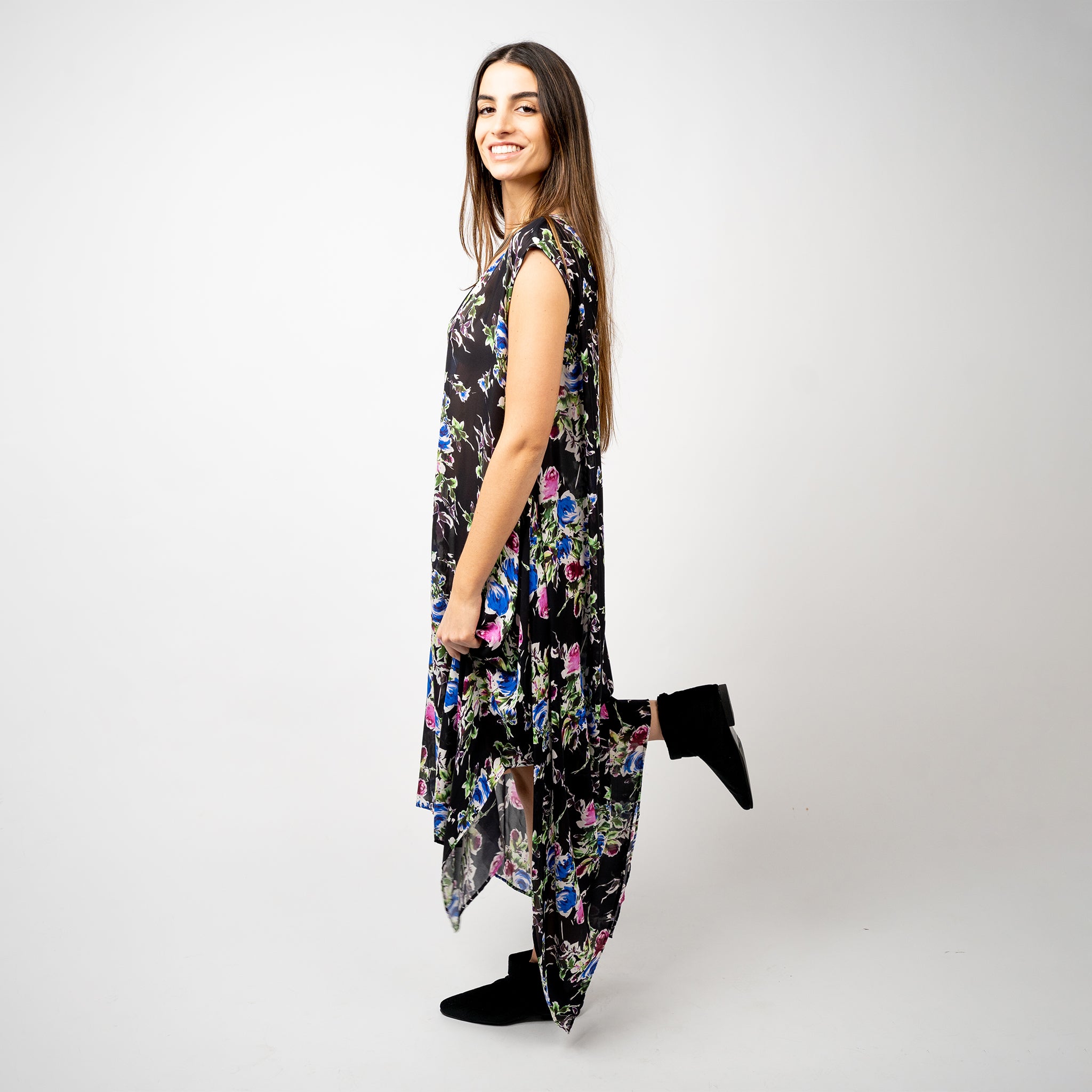 TUNICA DE GASA DE SEDA Estampada