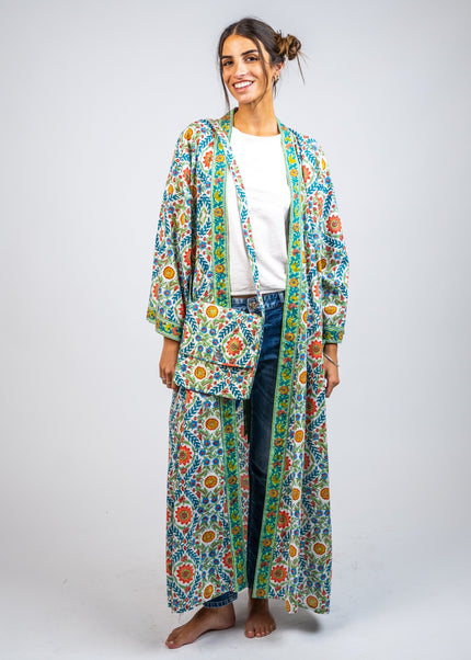 KIMONO LARGO DE ALGODON ESTAMPADO