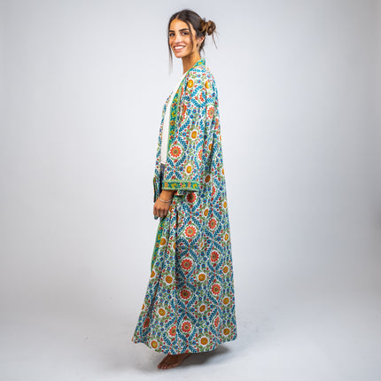 KIMONO LARGO DE ALGODON ESTAMPADO