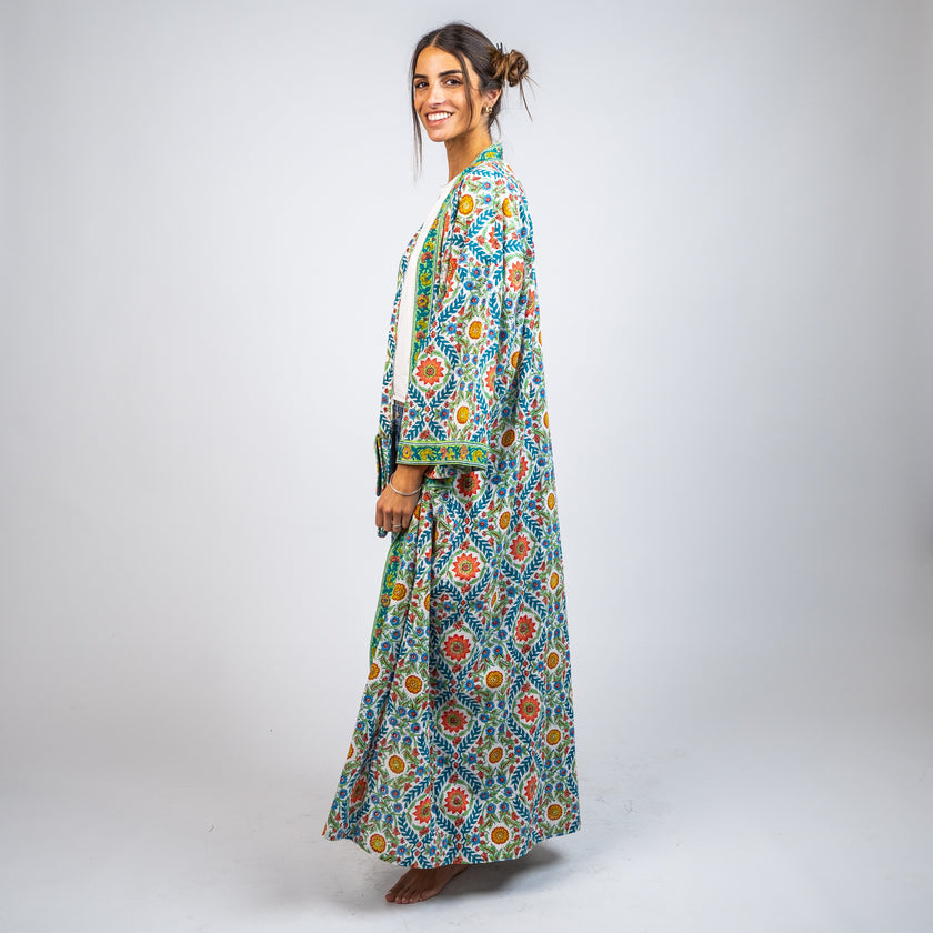 KIMONO LARGO DE ALGODON ESTAMPADO