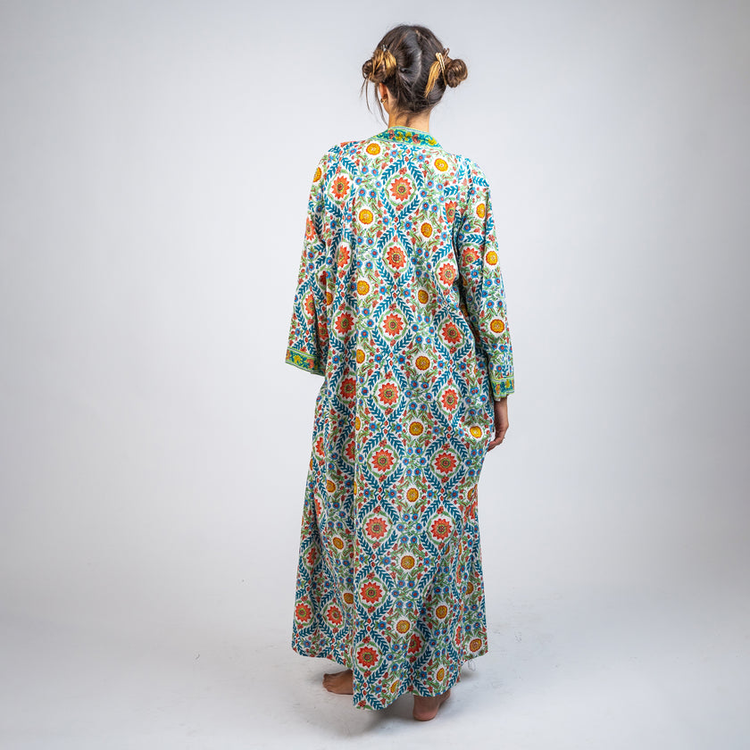 KIMONO LARGO DE ALGODON ESTAMPADO
