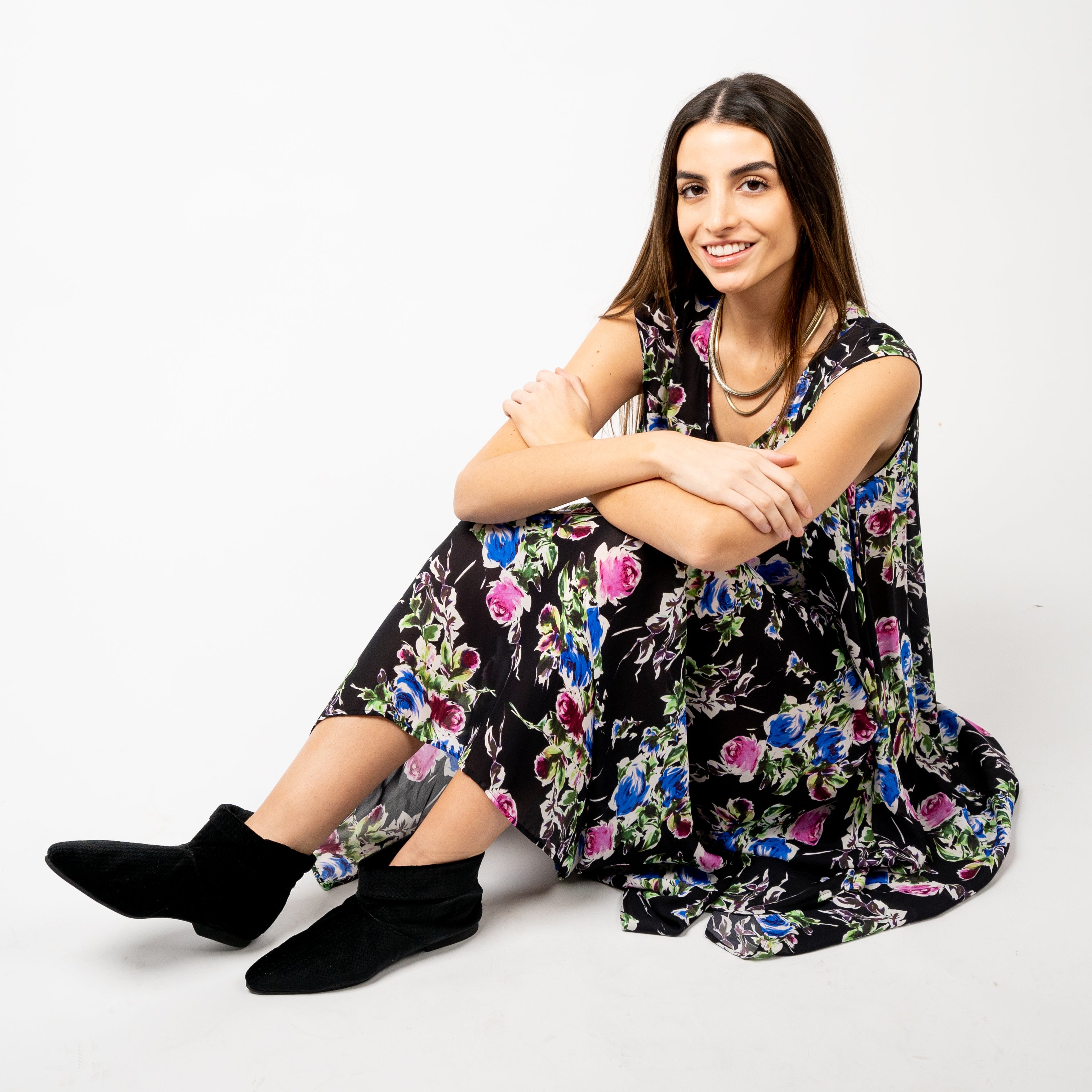TUNICA DE GASA DE SEDA Estampada