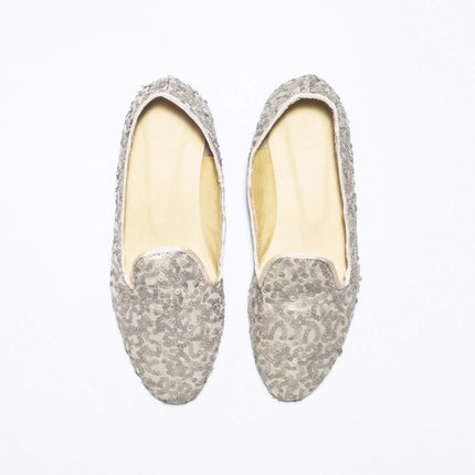 SLIPPERS DE ORGANZA NUDE CON LENTEJUELAS