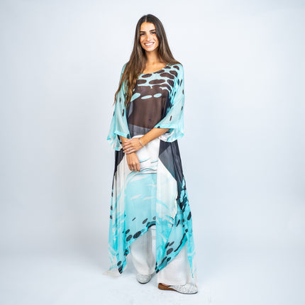 SET TUNICA GASA DE SEDA ESTAMPADA Y PANTALON DE LINO