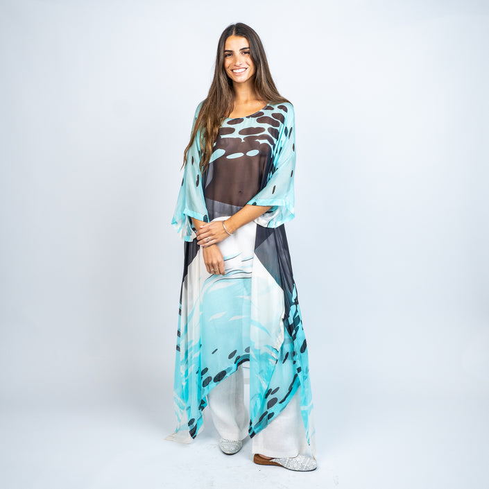 SET TUNICA GASA DE SEDA ESTAMPADA Y PANTALON DE LINO