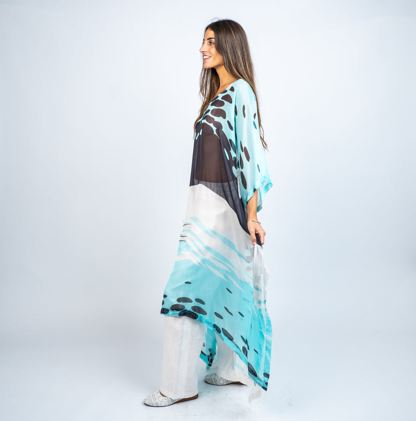 SET TUNICA GASA DE SEDA ESTAMPADA Y PANTALON DE LINO