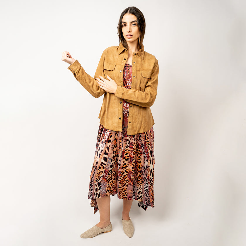Tunica en Seda Natural Estampada