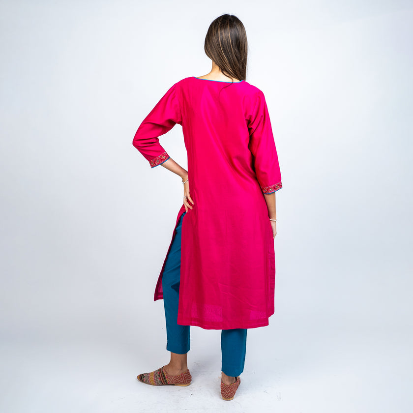 SET KURTA EN ALGODON Y SEDA Y PANTALON EN ALGODON Y SEDA