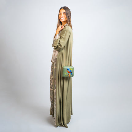 SET KIMONO EN SEDA NATURAL, PANTALON DE SEDA Y BLUSA DE SEDA