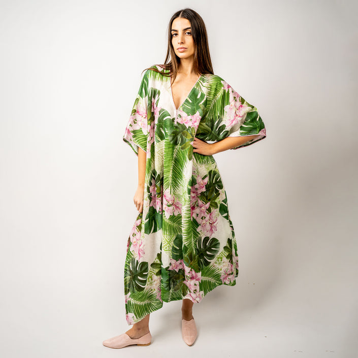 TUNICA EN LINO BELGA ESTAMPADO