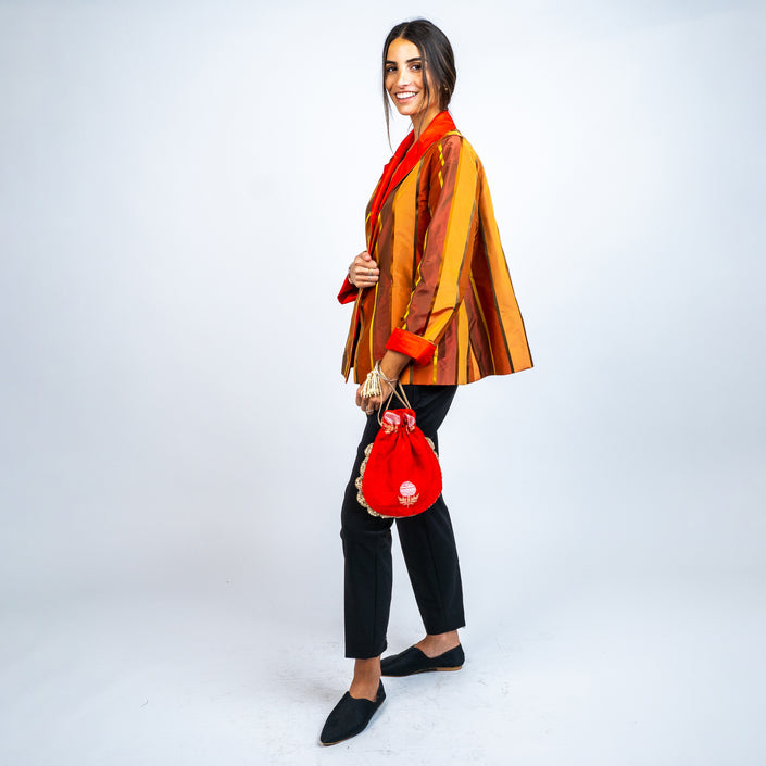 CHAQUETA DE SHANTUNG DE SEDA REVERSIBLE