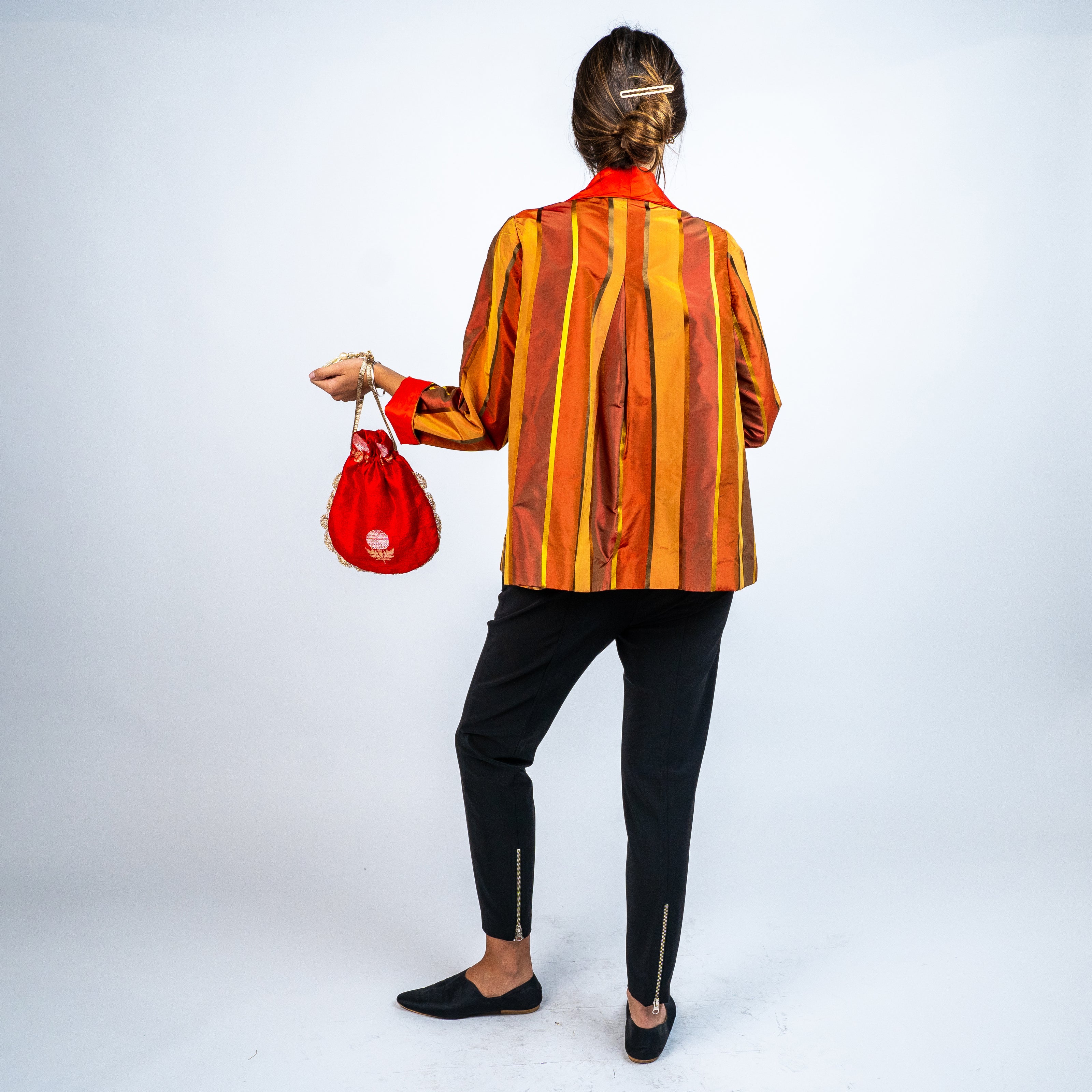 CHAQUETA DE SHANTUNG DE SEDA REVERSIBLE