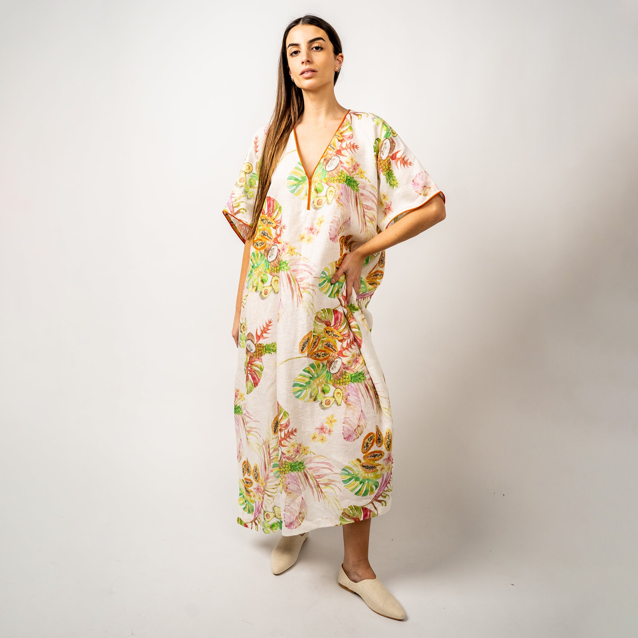 TUNICA EN LINO BELGA ESTAMPADA