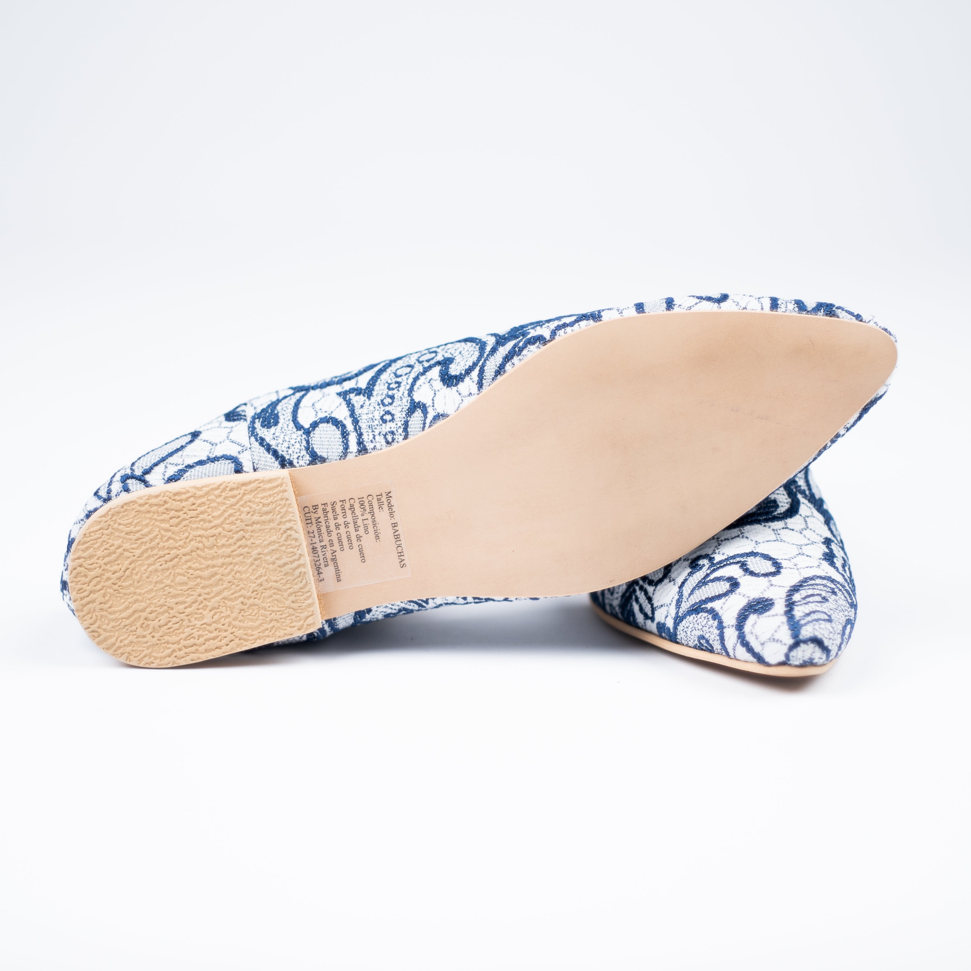 BABUS ORGANZA DE SEDA BORDADA AZUL