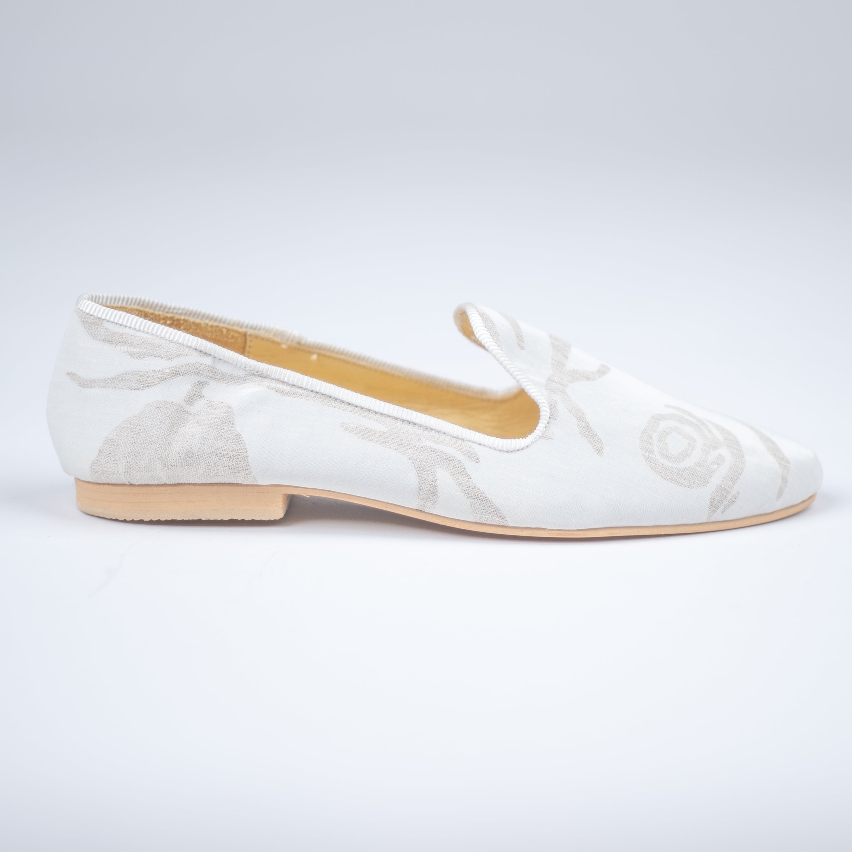 SLIPPERS LINO ESTAMPADO BLANCO