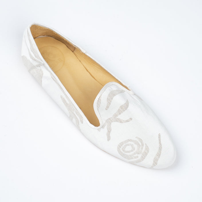 SLIPPERS LINO ESTAMPADO BLANCO