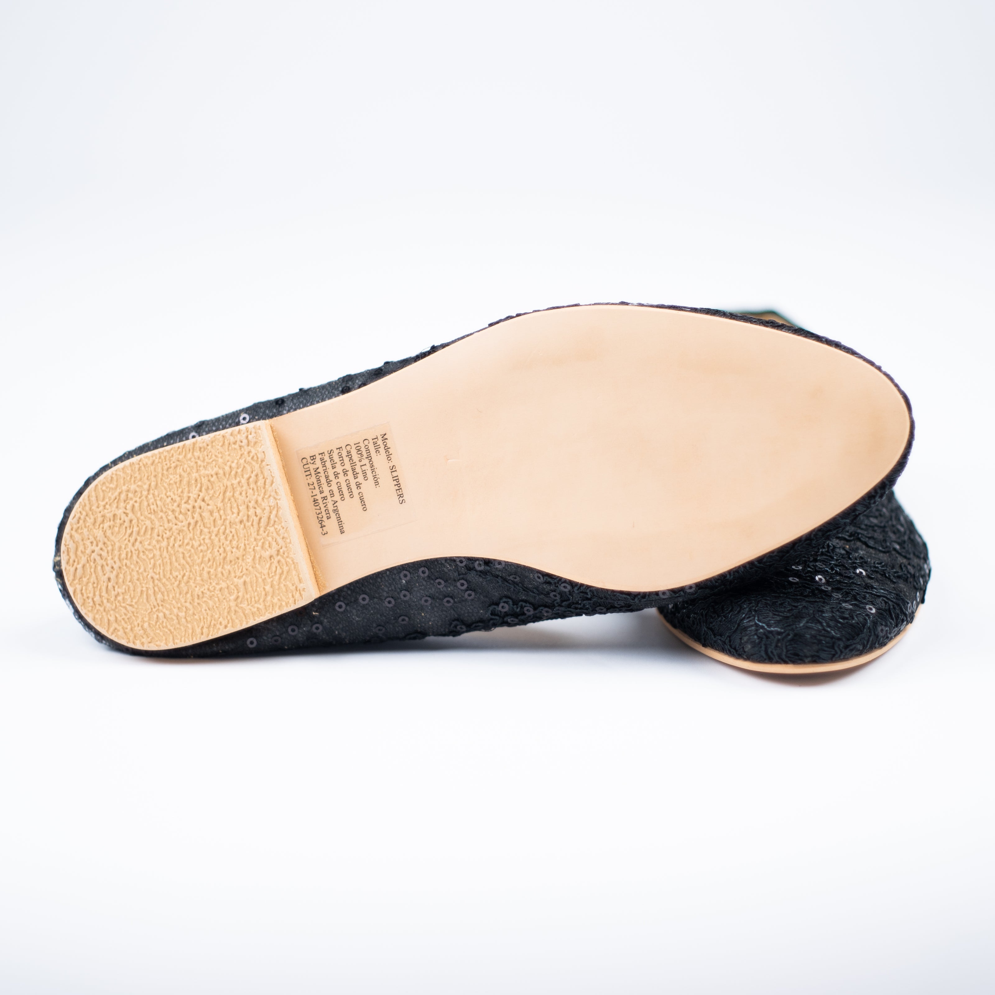 SLIPPERS ORGANZA NEGRA CON LENTEJUELAS