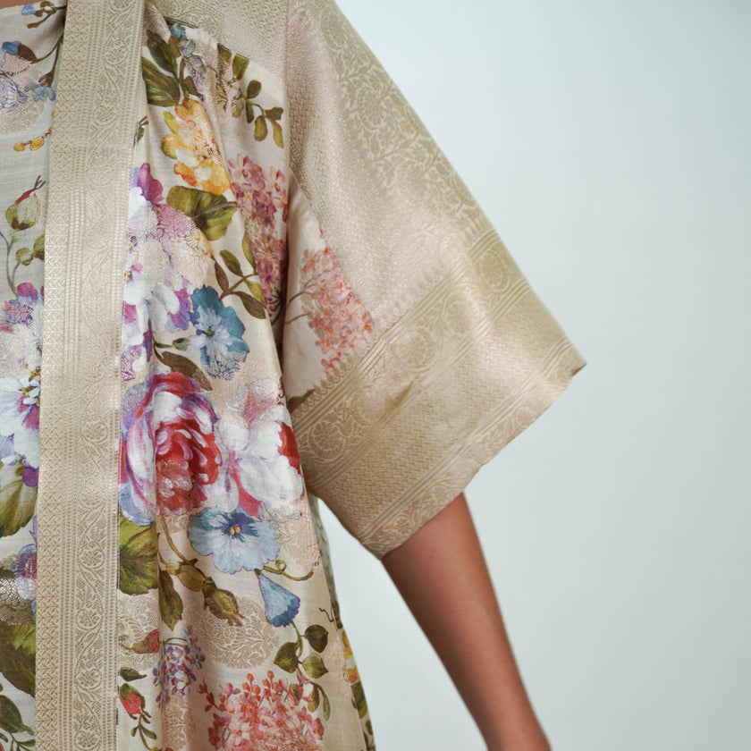 Set de Túnica y Kimono en Seda Natural