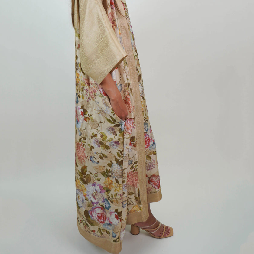 Set de Túnica y Kimono en Seda Natural