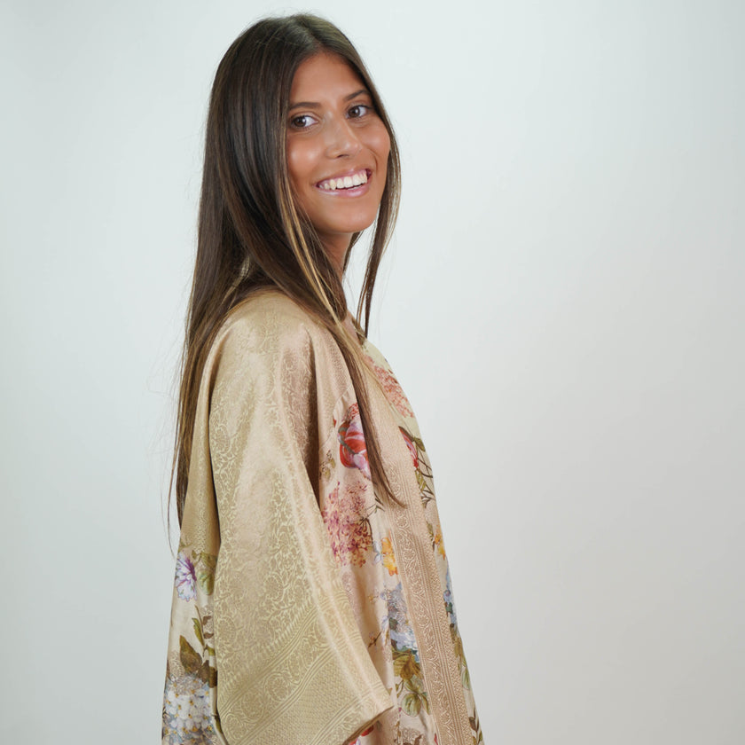 Set de Túnica y Kimono en Seda Natural