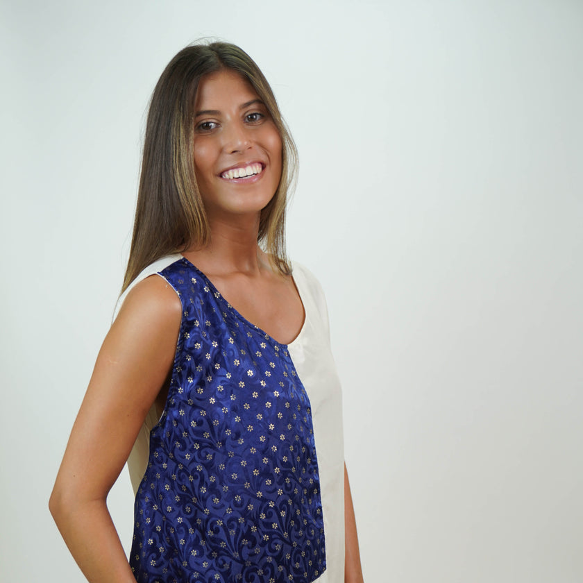 Vestido en Seda Natural con Recortes