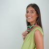Vestido de Shantung de Seda Natural con Collar Artesanal – Edición Limitada