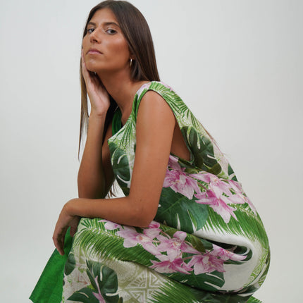 Vestido Exclusivo en Lino Belga y Shantung de Seda – Elegancia y Distinción