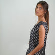Túnica de Seda Natural Estampada Negro Plata – Sofisticación Artesanal con Sello de India