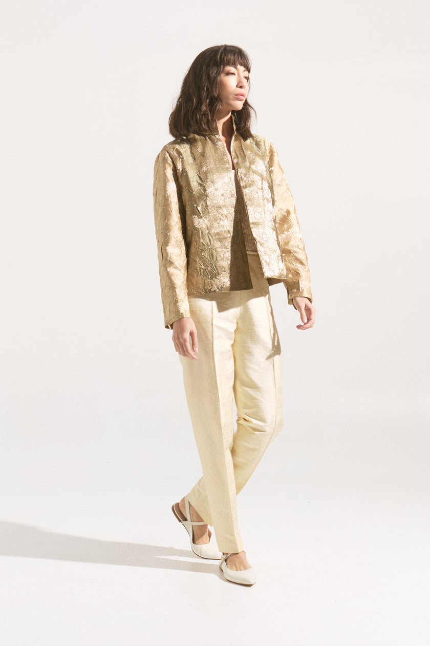 Chaqueta de Seda Reversible Bruma Dorada