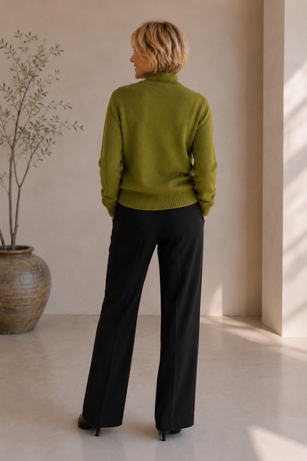 Sweater Polo Cashmere Olive Élégance