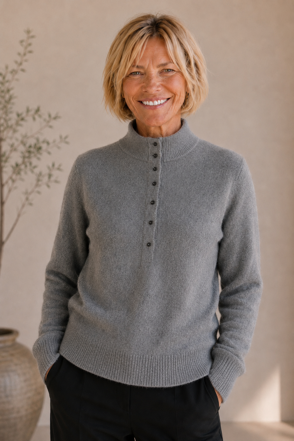 Sweater Polo Cashmere Grey Éléganceu