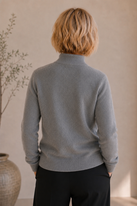 Sweater Polo Cashmere Grey Éléganceu
