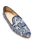 Slippers en Organza bordada de Seda Azul - Manantiales