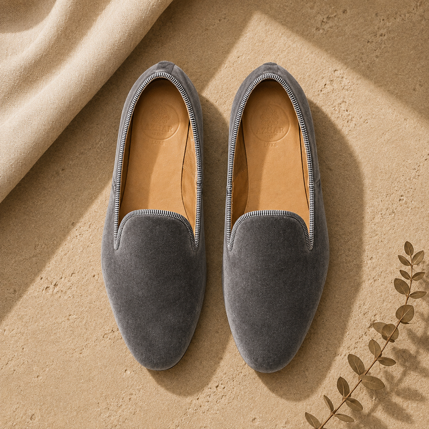 Slippers de Terciopelo Gris